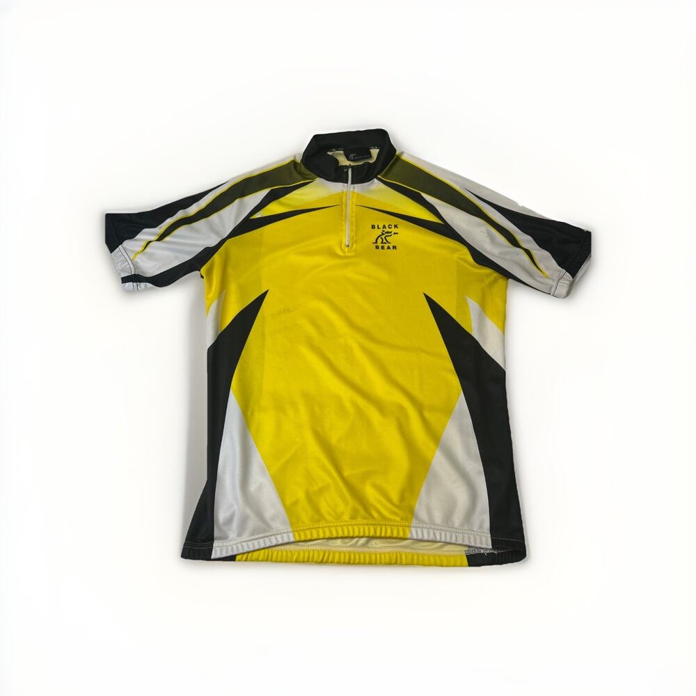 Black Bear Cycling Shirt Jersey Mens Large Yellow/black Breathable With Pockets